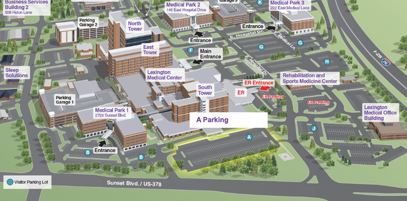 Screenshot of the interactive hospital map.